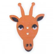 Knoflík dřevěný, žirafa, 23x33mm, oranžová