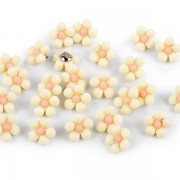 Knoflík plastový, 14 mm, 3D květ, krémová