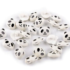 Knoflík plastový, 16x19mm, panda, bílý