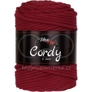 Příze Cordy, 5mm, 8024, bordó tmavá