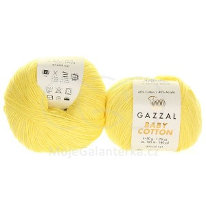 Příze Baby Cotton, 3413, světle žlutá