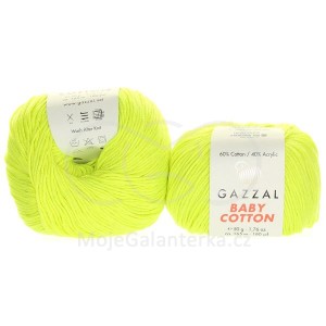 Příze Baby Cotton, 3462, neon žlutá