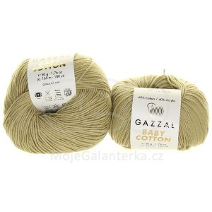 Příze Baby Cotton, 3464, béžová khaki