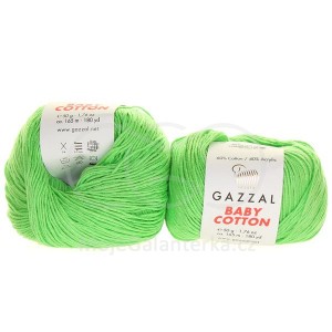 Příze Baby Cotton, 3466, neon světle zelená